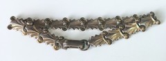 Vintage (Antique?) Silver or Silver-tone Scroll Link Bracelet 7″