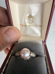 Vintage Genuine Natural Pearl Sterling Silver Hand Crafted Dome Ring SZ 6.5 YT8
