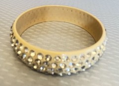 1920s Antique Celluloid Rhinestone Flapper Sparkle Bangle wide 4-row SMALL 6.5″