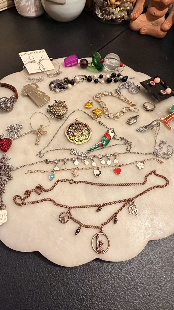 Assorted Vintage Costume Jewelry Lot – Necklaces, Bracelets, Pins, and Earrings