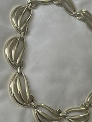 Vintage Modernist Open Link Choker Necklace Mid Century Wave Openwork 18”