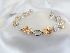 Ross Simons Sterling Silver 925 Gemstone Tennis Station Bracelet Fits 7″