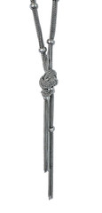 Y2K Vintage Signed Chico’s Y-Drop Necklace Silver Tone Slinky Fidget-Friendly