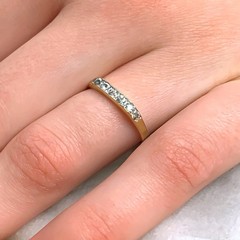 Art Deco 14K Gold White Topaz Pave Set Band Gold Ring, Size 7