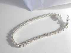 Sterling Silver 925 Cubic Zirconia Bar Link Tennis Bracelet 7.5″