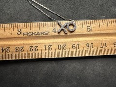 2.06g Vintage Sterling Silver 925 XO Pendant Necklace Adjustable M 17 in