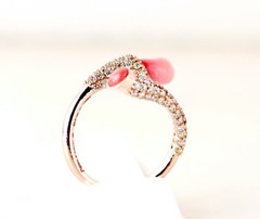 Rare 18KT Rose Gold 2.78ct Conch 0.80ct Diamond Ring ! 100% Genuine Conch Peal !