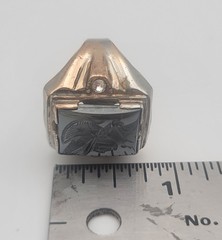 Vintage Refurbished Men’s 1/30 14K RGP Hematite Intaglio Cameo Ring Sz 9