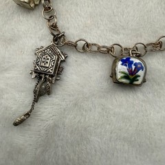 Vintage Signed 800 Silver Charm Bracelet Travel 8”