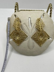 Vintage TRIFARI Gold Tone Filigree Dangle Post Pierced Earrings Boho Chic