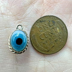 Vtg Victorian? Reversible Evil Eye Blown Glass Gilted Brass Good Luck Pendant