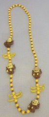 Vintage Plastic Monkey and Bananas Yellow Bead Necklace No Clasp Fun Funky 40″