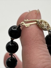 Vintage Black Onyx Beaded Necklace 14k Gold Clasp 18” As Is Restring