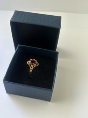 Vintage Red Cubic Zirconia Ring Gold Plated Womens Size 9.5