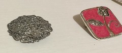 Two Pendant Pins No Chain Both Are Clean Shiny &very Nice Pins Sq. 1.25” Pink Si