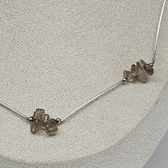 925 Sterling Silver Smoky Quartz Beaded Choker Necklace 17.5″ Chain Gemstone