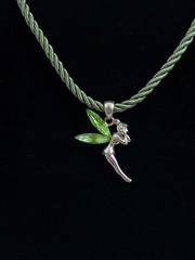 Cookie Lee Tinker Bell Fairy Silver Tone Gem Wings Vintage Pendant Necklace