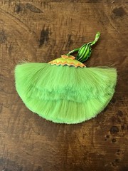 Vintage Hattie Carnegie Flower Brooch Lime Green Dynel Fiber Large Unique 60s