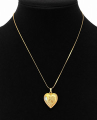 Vintage Double Heart Photo Locket Necklace (c. 1980s–1990s)