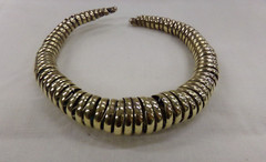 Vintage 1970s 1980s Tribal Brass Spiral Coil Modernist Collar Choker Necklace