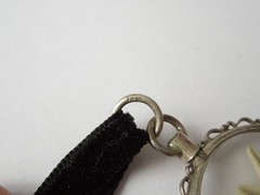 Chain Pendant 835 Silver Glass Edelweiss Velvet Band 8,8 g/ca.39 cm/5,3 x 3,8 cm