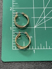 Vintage Small Wired Gold Tone Metal Hinged Hoop Earrings