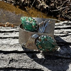 BARON ISRAEL Silver Tone Ribbed VTG Hollow Sculpted Cuff Bracelet Has Flaws