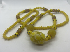 CZECH YELLOW GLASS NECKLACE 39CM