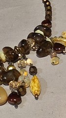 VINTAGE NANCY K CZECH REPUBLIC BIB 20″ CRYSTAL BROWNS NATURE GLASS NECKLACE