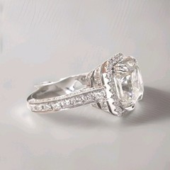 14k White Gold Engagement Ring 6.30ct Lab Grown Diamond Radiant Shape H-VS1