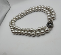 Carol Lee Double Strand Faux Pearl 12mm Beads Choker Necklace With Enhancer 16″
