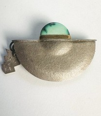 VTG Sterling Silver Margaret Francis Artist Studio Brooch Gemstone Hand Signed