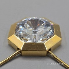 VTG Lanvin Paris Swarovski Crystal Pendant Necklace Gold-Tone Snake Chain 18″