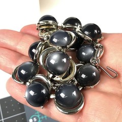 Vtg Lisner Necklace Gray Moonglow Lucite Thermoset Silver Tone MCM 17 in Choker