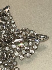 Vintage Hollywood Regency Rhinestone Star Brooch Atomic Baguette Pin 3” 50s 24g