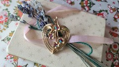 Aurora Borealis Crystal Heart Flower Brooch