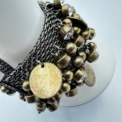Chunky Antique Gold & Gunmetal Charm Cuff – Multi-Chain Statement Bracelet