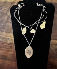 Juicy Couture Triple Chain Gold Tone Necklace Mirrored Charms 18”