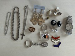 Vintage Jewelry Mixed Lot Earrings Necklaces Keychain Pin Gold Tone Silver AS IS