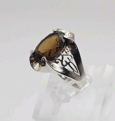 Sterling Silver Vintage 4.00ct Smoky Quartz Ring Size 6.5 Unidentified Mark