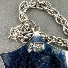 Vintage Coro Necklace Art Deco Revival Shield Monogram Silver Tone Signed 21”