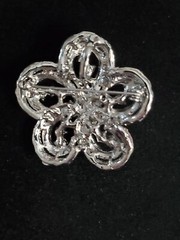Stunning Vintage Red & Pale Blue Rhinestone Floral Flower Brooch Pin Pendant