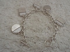 Silvertone Photo Frame Charm Chain Bracelet