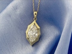 14kt yellow gold necklace with 1.98 carat Marquise Cut lab grown diamond IGI
