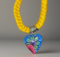 Hand Painted Boho Heart Necklace Lot RARE One of a Kind Frida Free Shipping!