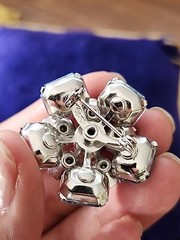 1.1/4″ Vintage Coro Brooch Pin Aquamarine Foilded Back Rhinestones Costume Jewel