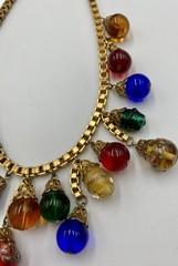 VTG Museum Of Modern Art MMA Murano Glass Bead Necklace Gold Tone USA Flaw