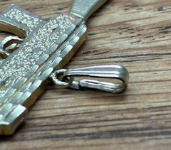 Vintage 14kt Yellow Gold AK 47 72mm x 24mm Pendant with 4mm Bale
