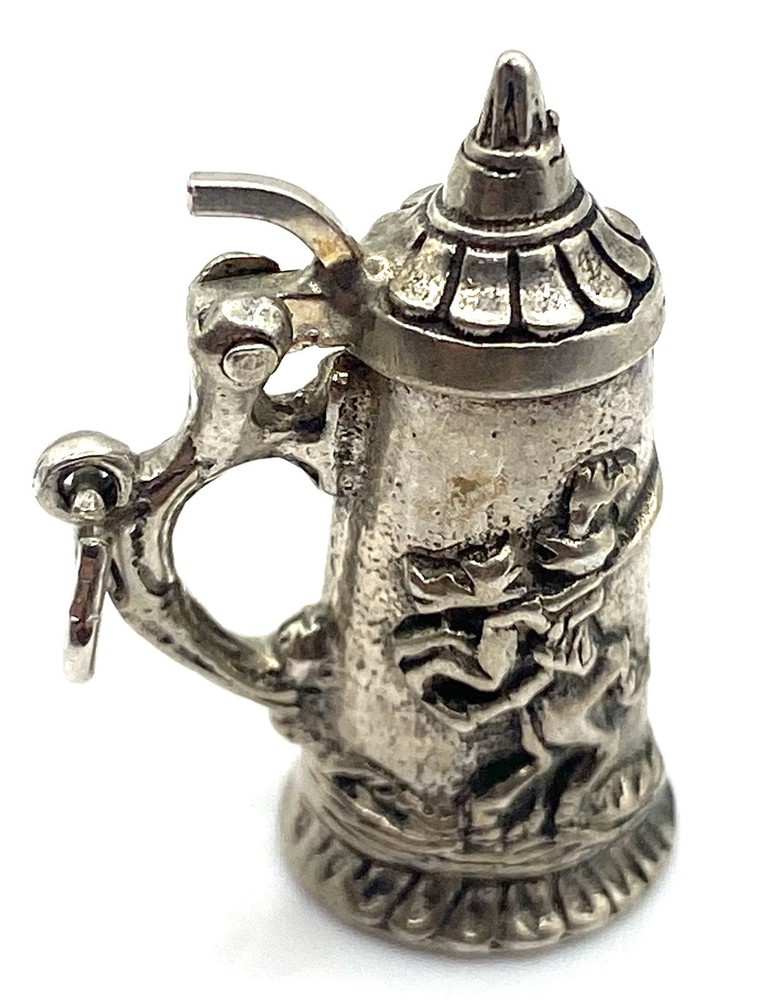 Vintage German Stein Figural Knight on Horse Castle 835 Fine Silver Pendant