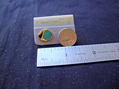 VINTAGE SAMUEL HUANG DESIGNER CLOISONNE RETRO MOD AQUA & COBALT STUD EARRINGS